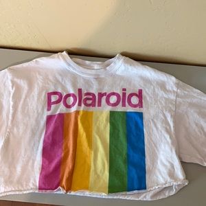 A cropped Polaroid tee